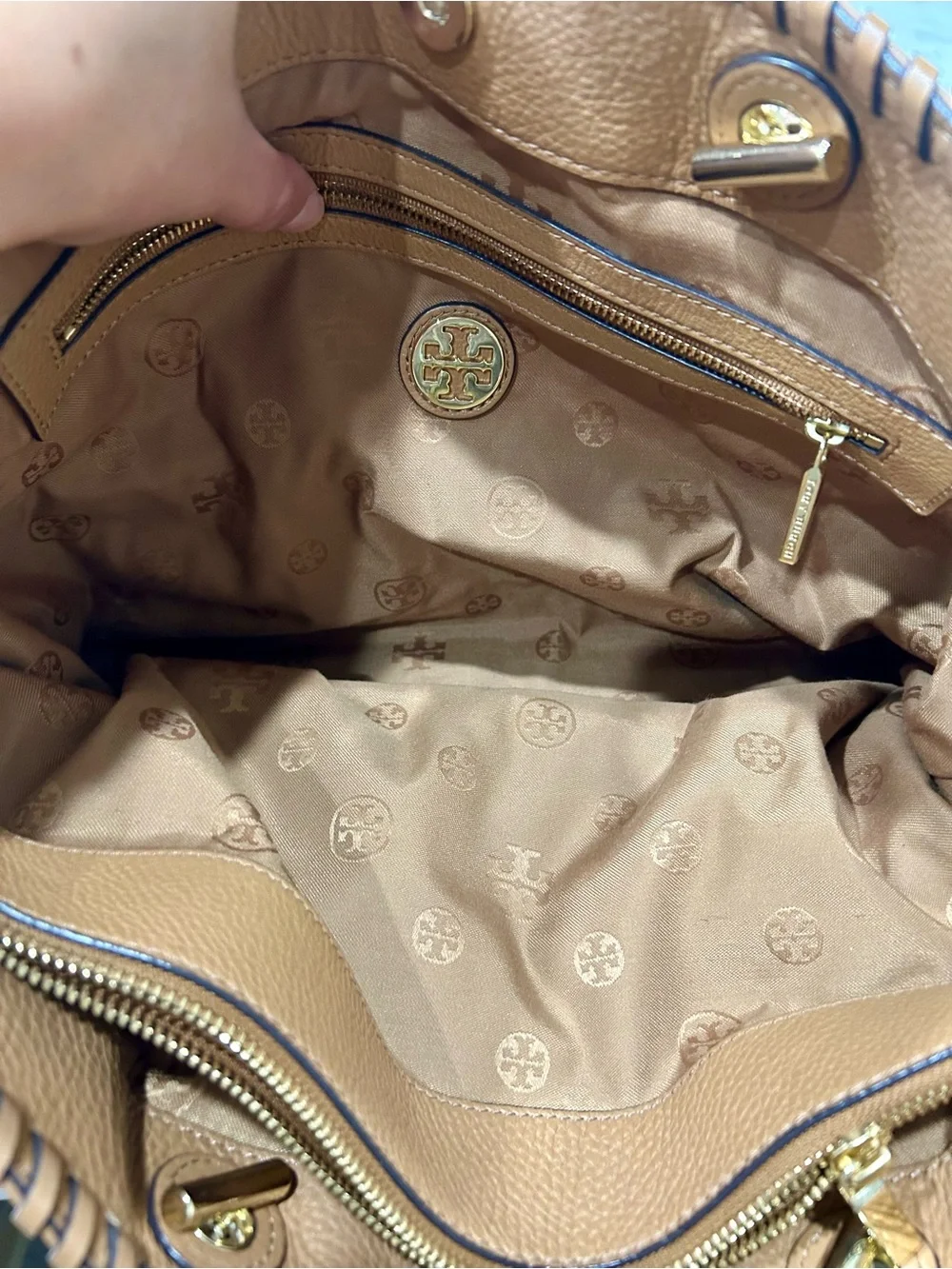 Tory Burch Caramel Tan Leather Chain-Handle Tote